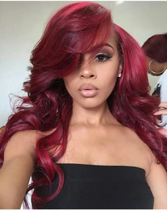 Burgundy lace front wig